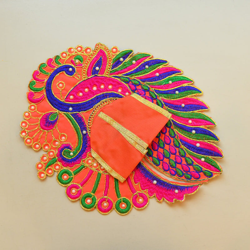 Peacock Zardosi Silk Poshaak — Saffron
