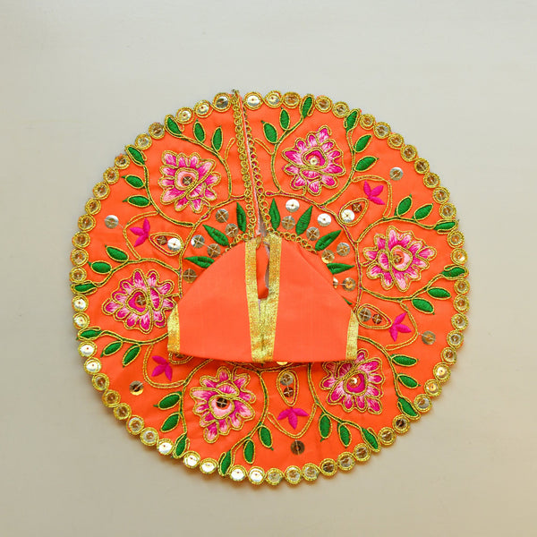 Floral Silk Poshaak — Orange Blossom