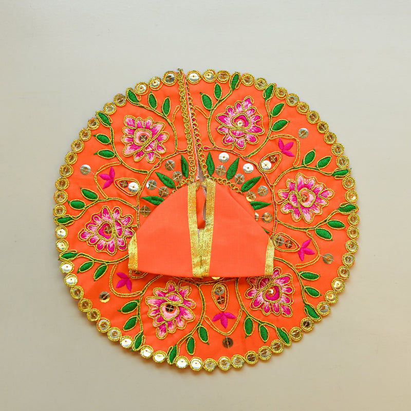 Floral Silk Poshaak — Orange Blossom
