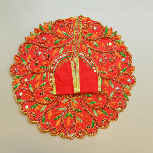 Baroque Floral Poshaak — Madder Red