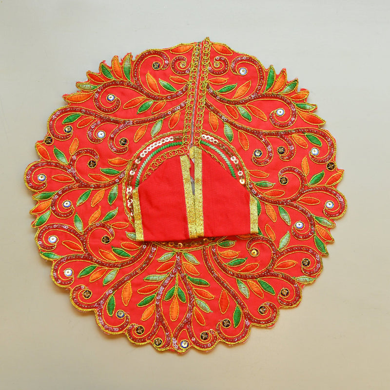 Baroque Floral Poshaak — Madder Red
