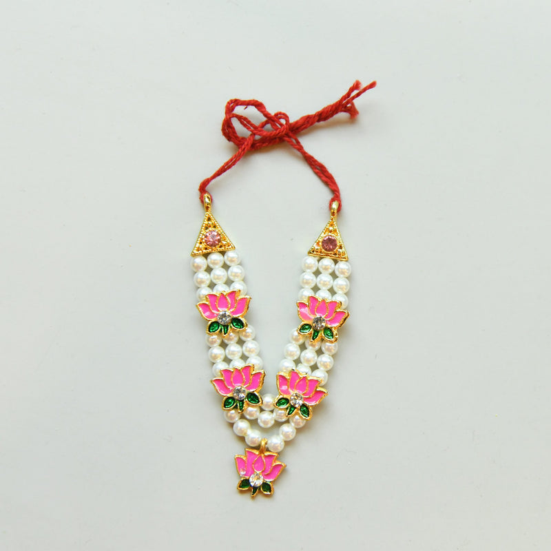 Lotus Pearl Mala — White & Red