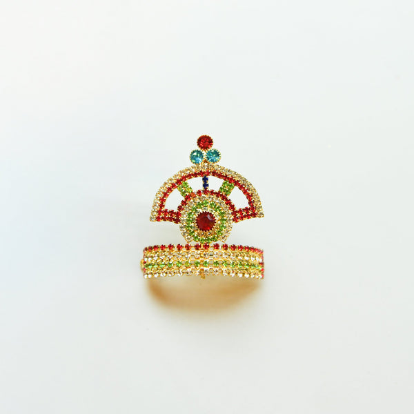 Jewelled Mukut — Red & Green